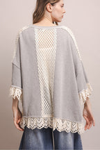PEACE STAR PATCHWORK 3/4 SLEEVE OVERSIZED SHIRT