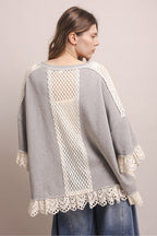 PEACE STAR PATCHWORK 3/4 SLEEVE OVERSIZED SHIRT