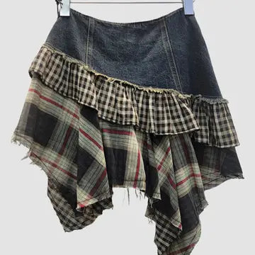 Layered Button-Front Mini Skirt