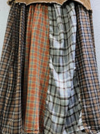 Button-Accented Plaid Skirt