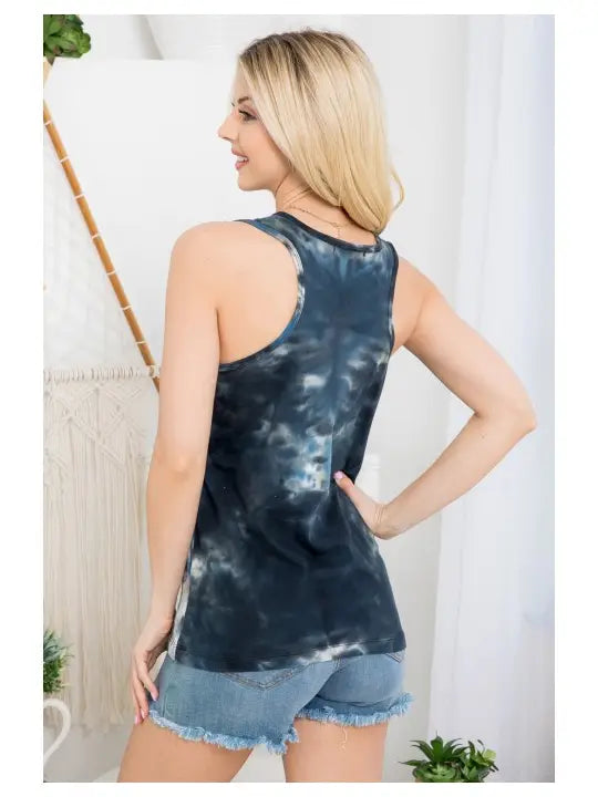 Hippie Volkswagen Print Tie-Dye Tank Top