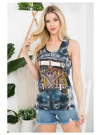 Hippie Volkswagen Print Tie-Dye Tank Top