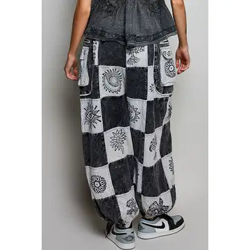 Aztec Plaid Handcraft Patchwork Cotton Jogger Pants