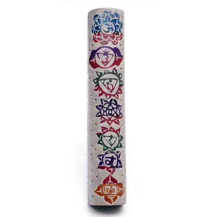 Handcarved 7 Chakra Soapstone Incense Coffin