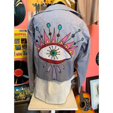 Painted Evil Eye  Hippie Boho Style Upcycled Top
